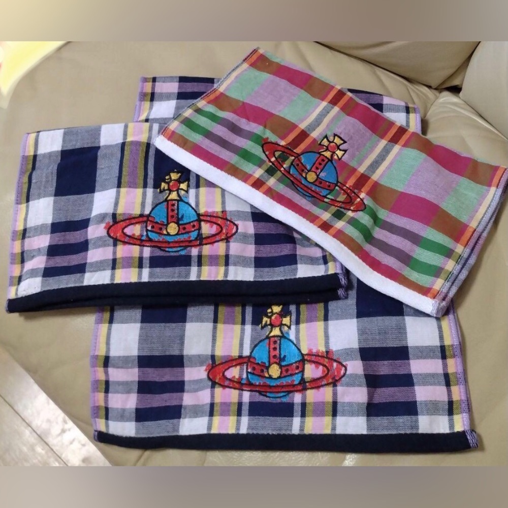 Rare Vivienne Westwood large Orb logo 3 towels set Japan Exclusive 20 years ago